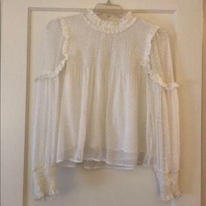 White blouse with Swiss dots and beautiful detail